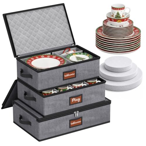 MISSLO Large Capacity China Storage Containers Hard Shell...