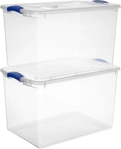 Clear Storage Bins with Lids, 66 Quart Plastic Containers