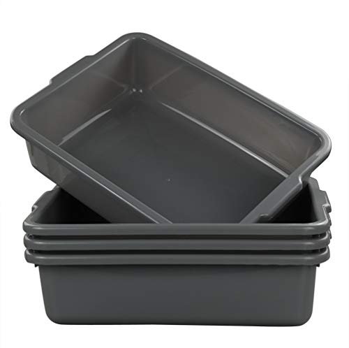 Eagrye 4-Pack Bus Tubs, Commercial Tote Box, 13L Grey.