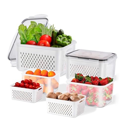 3pcs 4 in 1 Fruit Storage Containers with Removable...