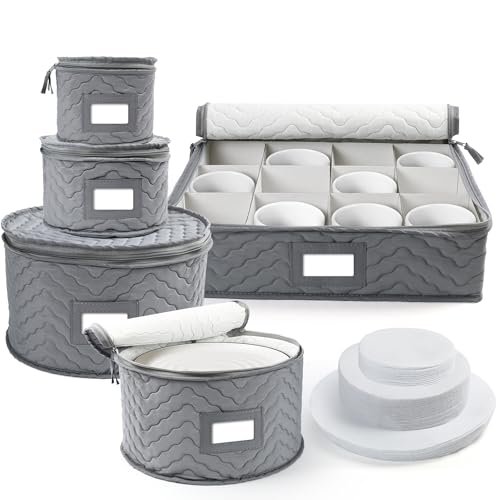 LotFancy China Storage Containers, Quilted 5-Piece Set, tea...