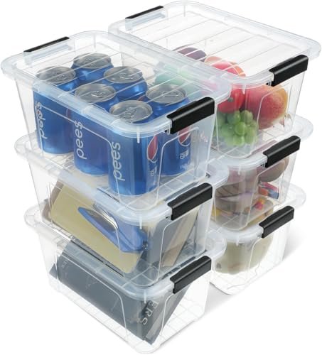 EOENVIVS Plastic Storage Bins with Lids 6 Pack, Stackable...