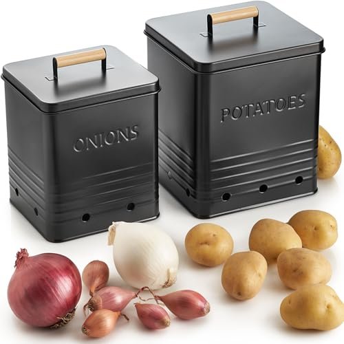Beautiful Potato and Onion Storage Container Set food safe.