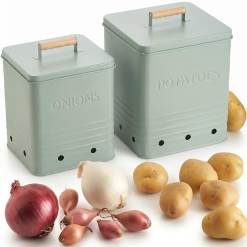 Beautiful Potato and Onion Storage Container Set food safe.