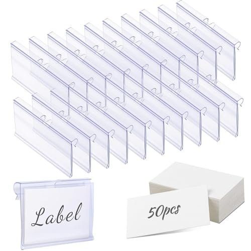 Meetory 50 PCS Clear Plastic Label Holders for Bins.