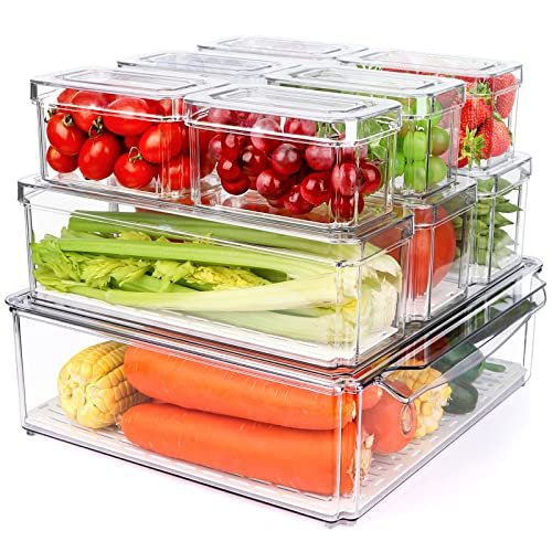 10 Pack Refrigerator Pantry Organizer Bins with Lids