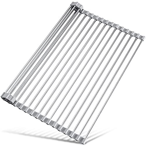 Tomorotec Roll Up Dish Drying Rack Over Sink Grey