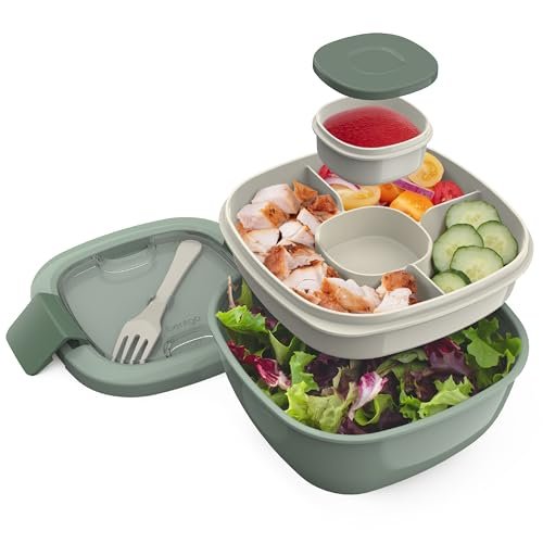 Bentgo Salad Container, Lunch Bowl with 4-Compartment...