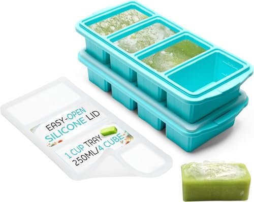 XOMOO Silicone Freezer Tray With Lid - 1 Cup Portions