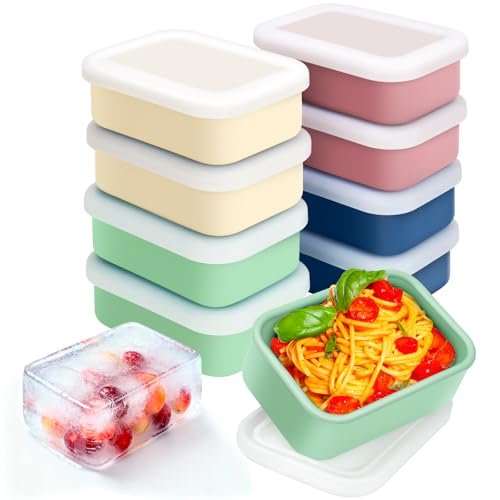 Duseu 8 PCS 2 Cup Silicone Freezer Molds with Lid