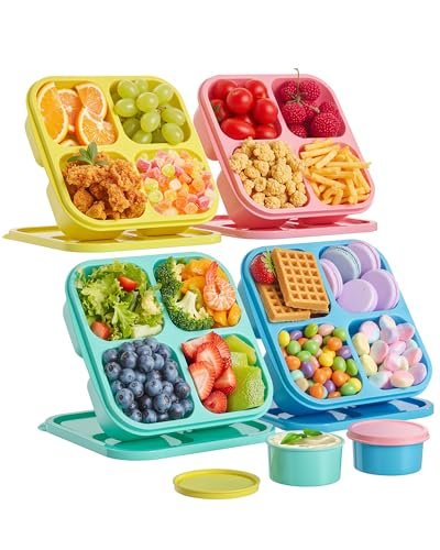 Canfanni 4 Pcs Snack Box Containers Set, reusable bento.