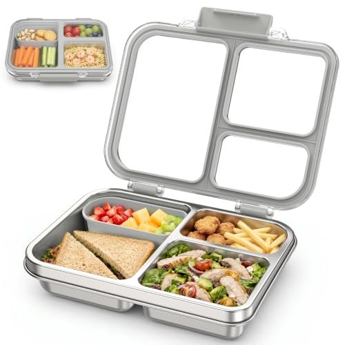 FAJSL Stainless Steel Bento Box for Kids, 3-Compartment...