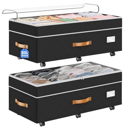 Budding Joy 80L 2 Pack Adjustable Under Bed Storage with