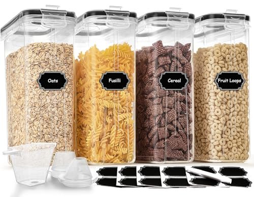Cereal Containers Storage Set (4L / 135.2oz), 4PC Airtight...