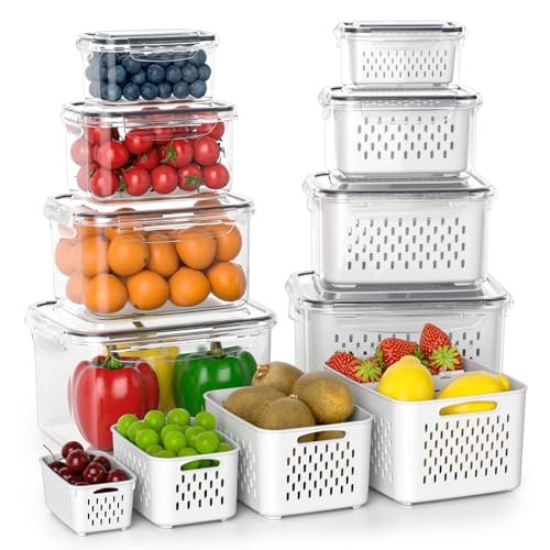 Anysig 8 Pack Fridge Fruit Storage Containers with...