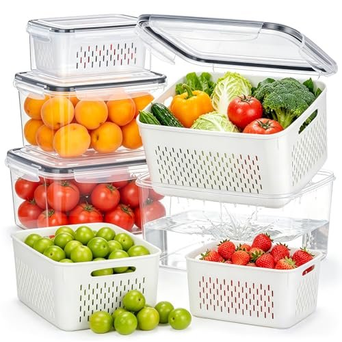 HOMETALL 4 Pack Fruit Storage Containers for Fridge...