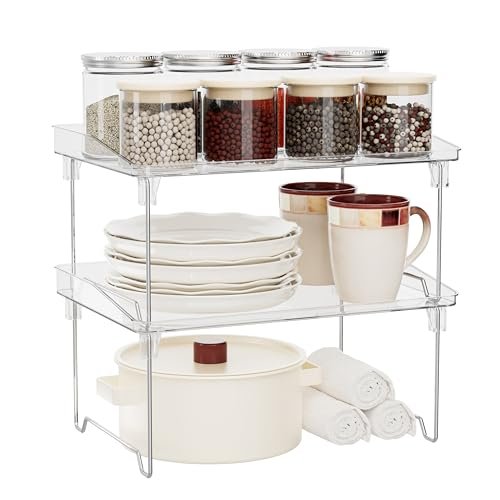 STARLATTA 2 Pcs Cabinet Organizer Shelf, Stackable for...