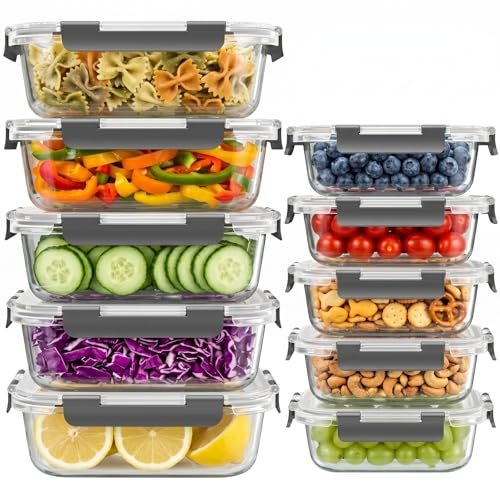 Dealusy 10 Sets 36 oz & 12 oz glass containers