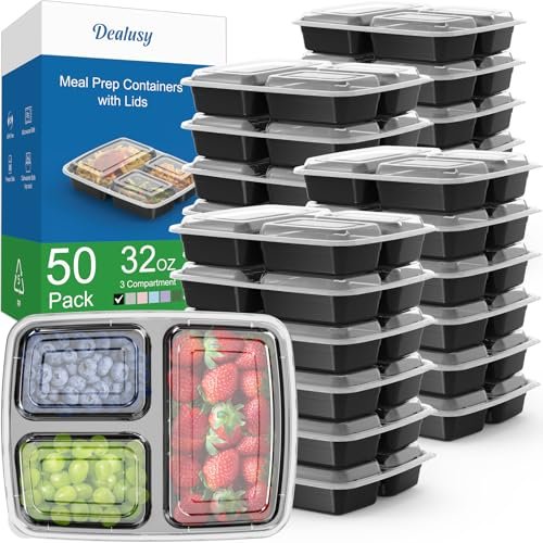 Dealusy 50 Pack 32 oz Meal Prep Containers with Lids