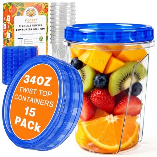15 Pack 34oz Soup Freezer Storage Containers with Twist Lids