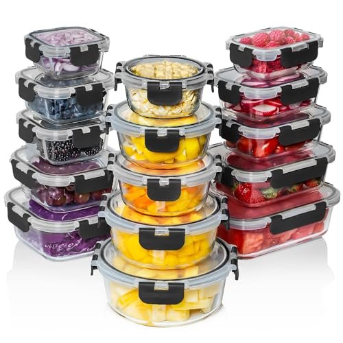 Razab 30 PC Glass Food Storage Containers with Airtight...