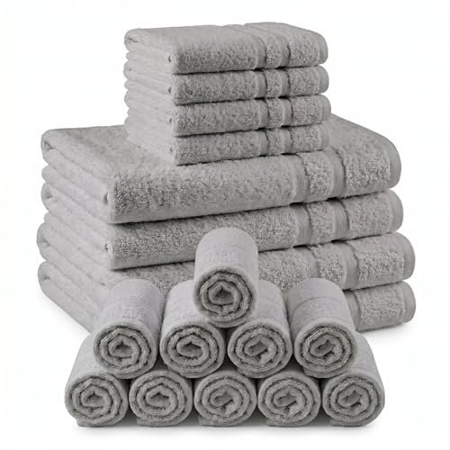 18PC Bath Towel Set, 100% Cotton Towels for Bathroom.
