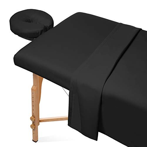 Saloniture 3-Piece Microfiber Massage Table Sheet Set Black