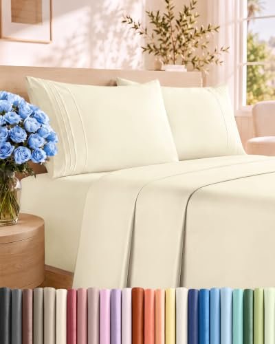Queen Size 4 Piece Sheet Set - Breathable Off White
