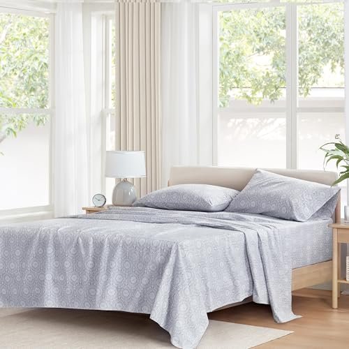 Comfort Spaces 100% Cotton Percale Sheets Queen Gray 4 Piece