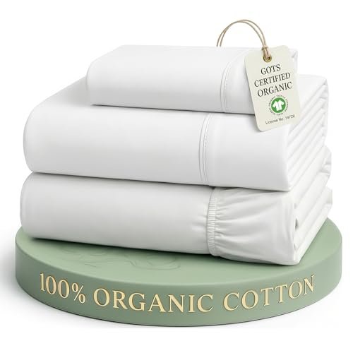 LANE LINEN Twin Sheets 100% Organic Cotton cooling percale.