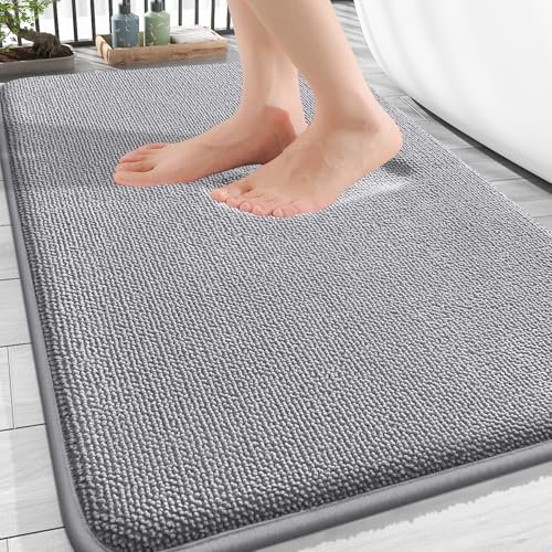 OLANLY Thick Memory Foam Bathroom Rugs 30x20, Soft Grey Mat