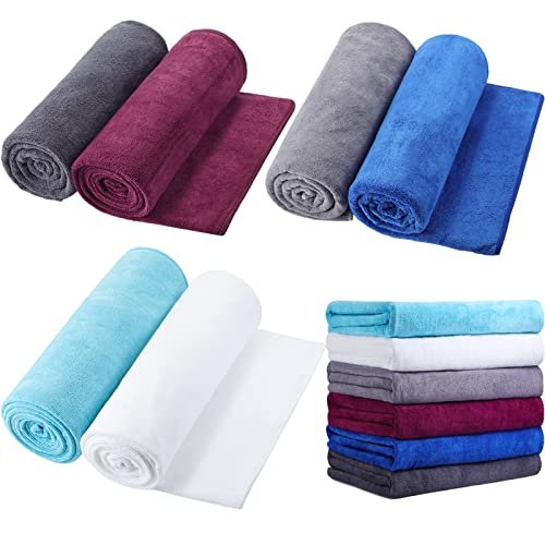 Tegeme 6 Pcs Microfiber Bath Towel Set Quick Drying Soft