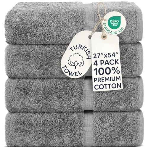 Chakir Turkish Linens 100% Cotton 4-Pack Bath Towels 27x54,...