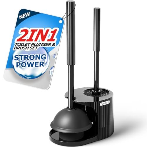 FORASTO 2in1 Toilet Brush and Plunger Set with Holder