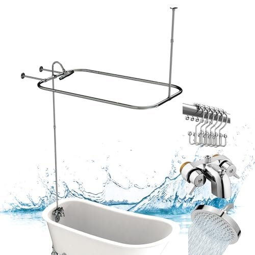 Pyhomestrim Clawfoot Tub Shower Kit, Add On Chrome Faucet