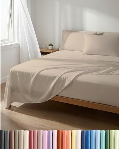 Lightweight 4 Piece Bed Sheet Set - Queen Cooling Wheat