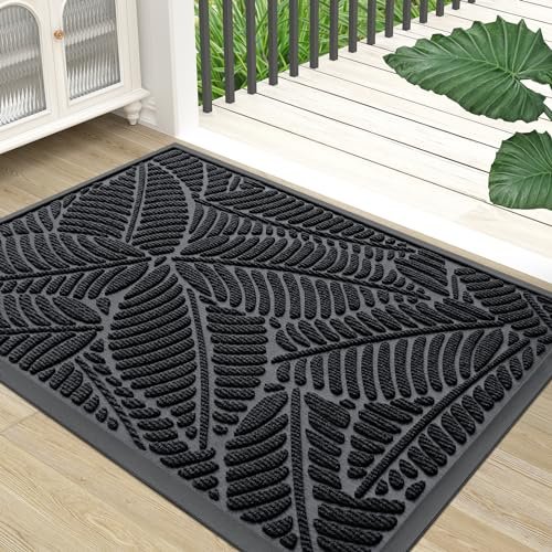 Colorxy Waterproof Front Doormat, Sturdy Natural Rubber...