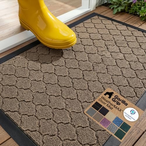 GORILLA GRIP WeatherMAX Door Mat, Indoor Outdoor, 29x17,...