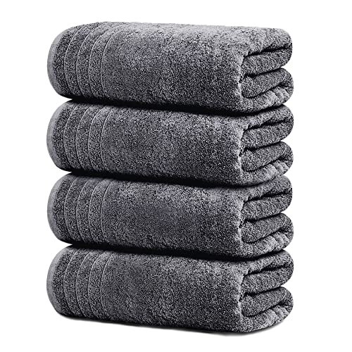 Tens Towels 4 Piece Extra Large Bath Towels Dark Grey