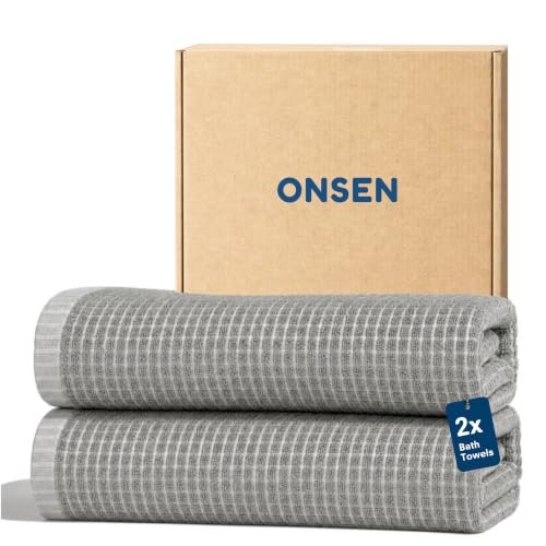 ONSEN Sculpted Terry Bath Towels, 100% American Cotton,...