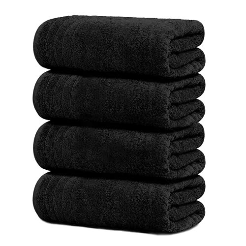Tens Towels 4 Piece Extra Large Bath Towels, Black