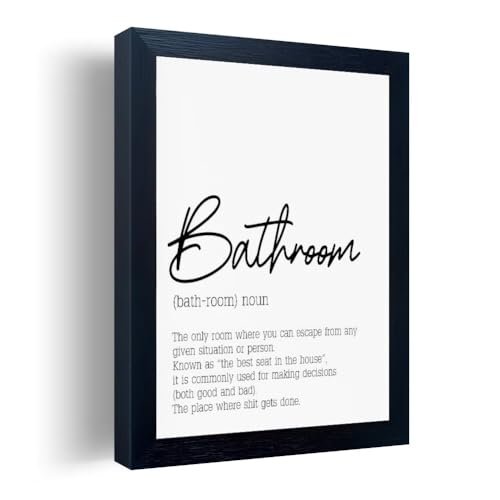 Black and White Bathroom Wall Art, Bathroom Rules Decor