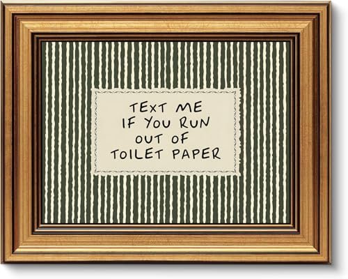 Gold Framed Wall Art, Funny Bathroom Canvas Prints.