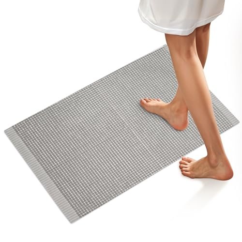 ONSEN Terry Cotton Waffle Bath Mat - Grey Fog 20x30