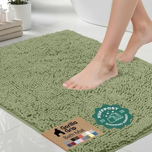 GORILLA GRIP Bath Rug Mat for Bathroom, Absorbent Chenille...