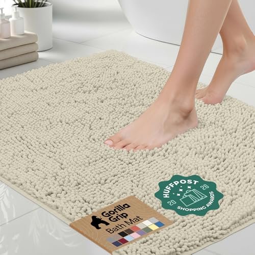 GORILLA GRIP Bath Rug Mat for Bathroom, thick chenille.