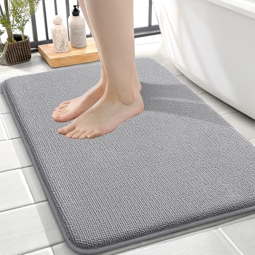 OLANLY Thick Memory Foam Small Bathroom Rug absorbent grey