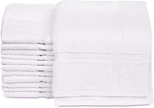 GOLD TEXTILES 12 Pack New Cotton Blend White Hotel Bath