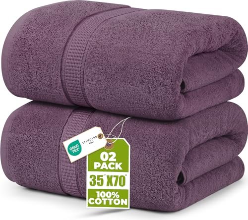 Utopia Towels Jumbo Bath Sheets, 2 Pack, Plum Cotton