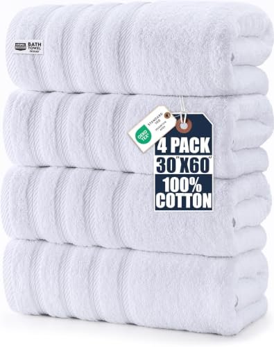 Utopia Towels 4 Pack Premium XL Bath Towels, White